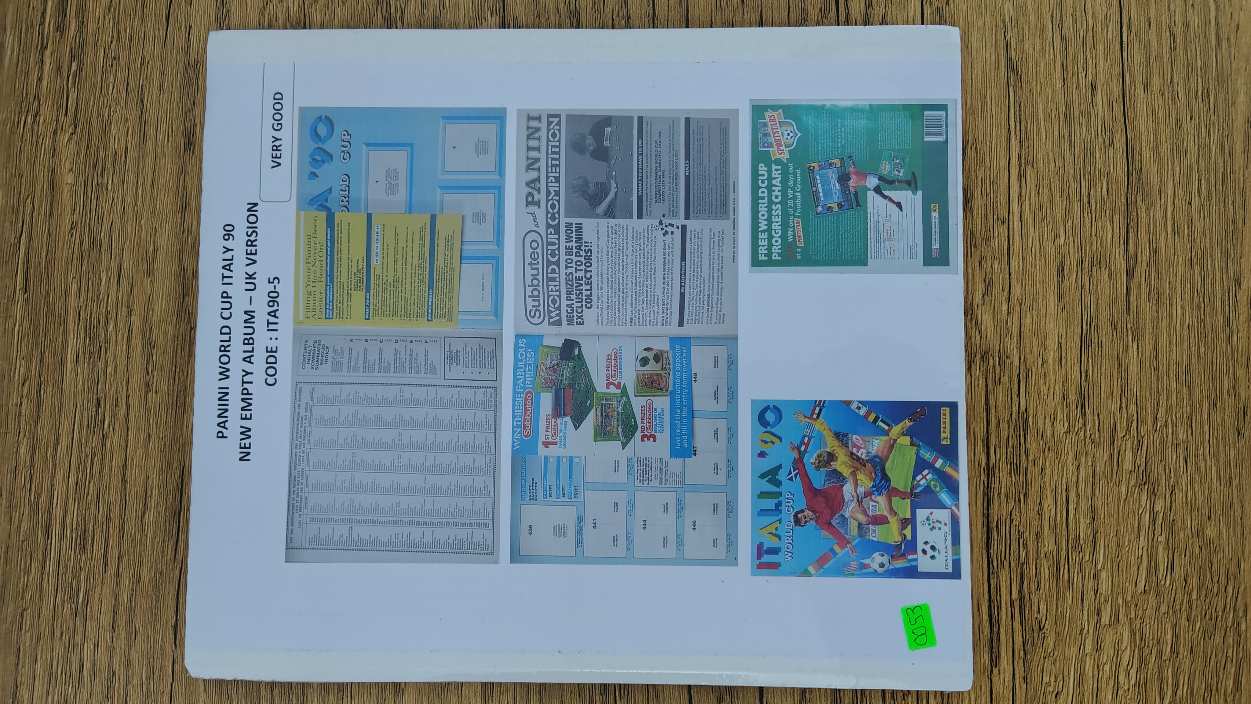 WORLD CUP ITALY 90 - EMPTY ALBUM UK VERSION